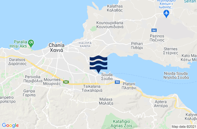 Mapa da tábua de marés em Tsikalariá, Greece