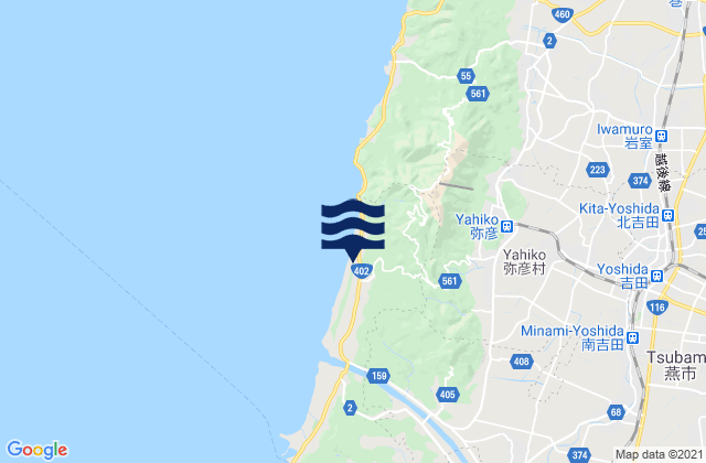 Mapa da tábua de marés em Tsubame, Japan