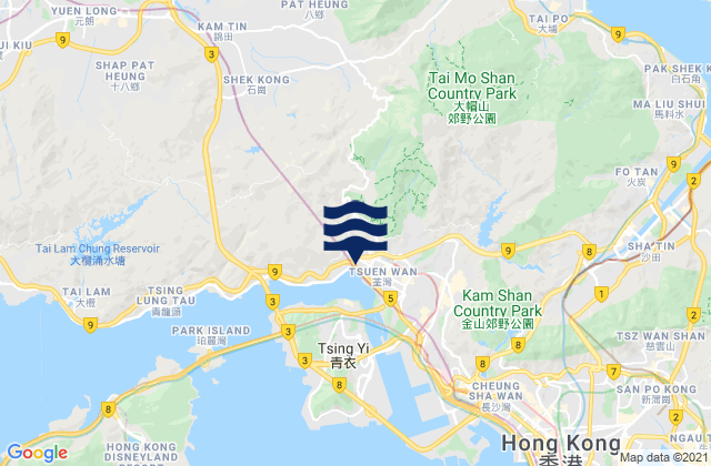 Mapa da tábua de marés em Tsuen Wan District, Hong Kong