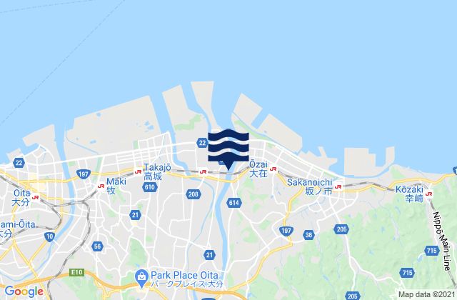 Mapa da tábua de marés em Tsurusaki, Japan