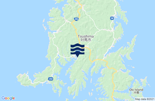 Mapa da tábua de marés em Tsushima Shi, Japan