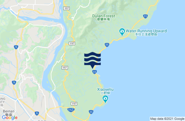Mapa da tábua de marés em Tu-lan Wan, Taiwan