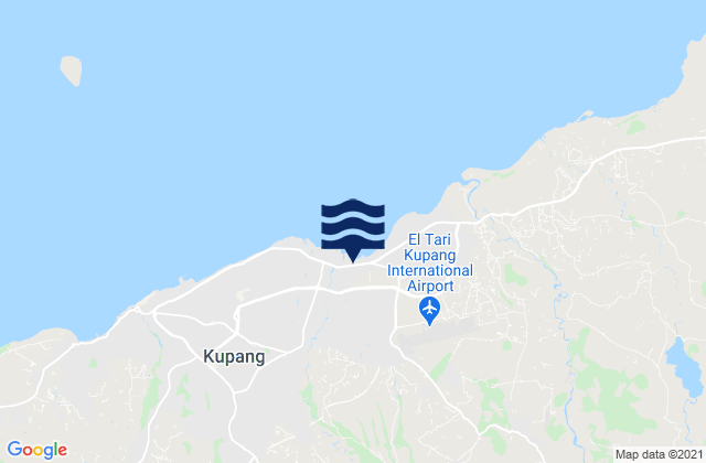 Mapa da tábua de marés em Tualeu, Indonesia
