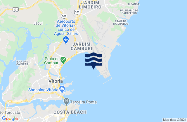Mapa da tábua de marés em Tubarao, Brazil