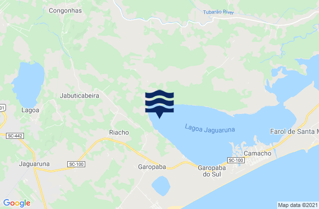 Mapa da tábua de marés em Tubarão, Brazil