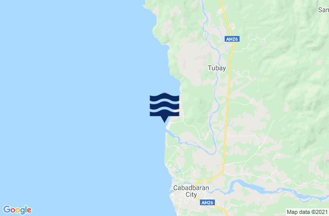 Mapa da tábua de marés em Tubay, Philippines