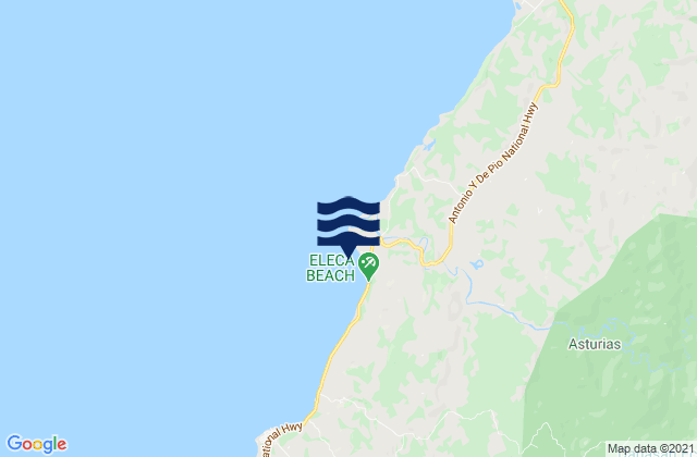 Mapa da tábua de marés em Tubigagmanoc, Philippines