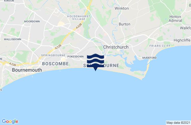 Mapa da tábua de marés em Tuckton, United Kingdom