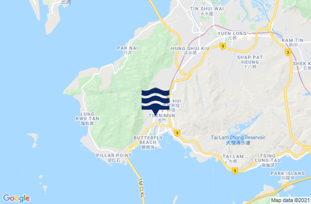 Mapa da tábua de marés em Tuen Mun, Hong Kong