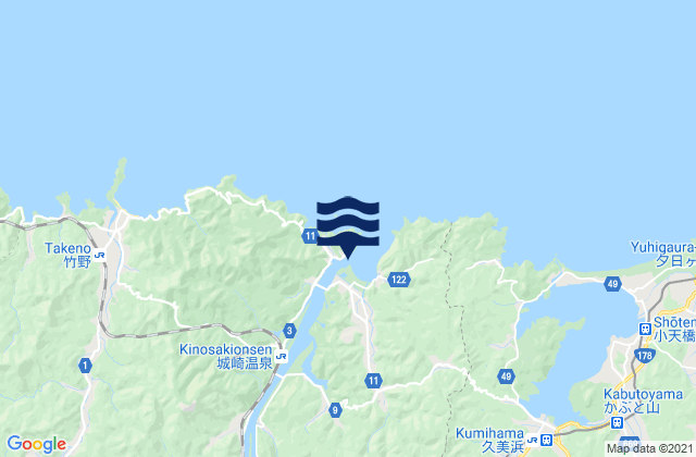 Mapa da tábua de marés em Tuiyama, Japan
