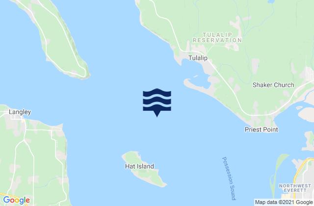 Mapa da tábua de marés em Tulalip Bay, United States