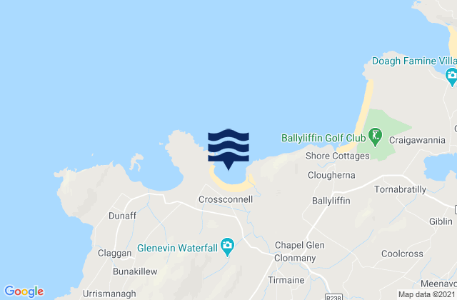 Mapa da tábua de marés em Tullagh Bay, Ireland