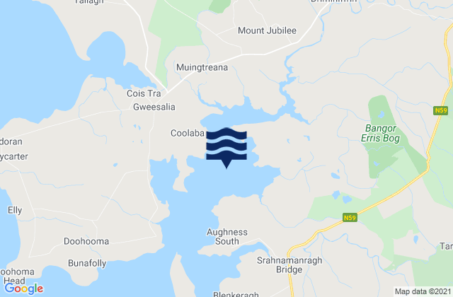 Mapa da tábua de marés em Tullaghan Bay, Ireland