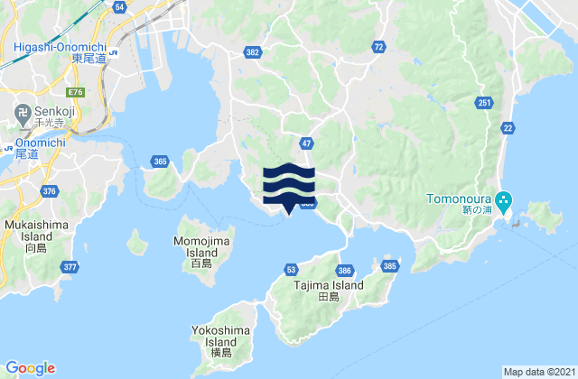 Mapa da tábua de marés em Tuneisi, Japan