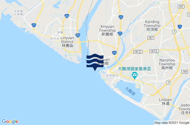 Mapa da tábua de marés em Tung-kang Po-ti, Taiwan