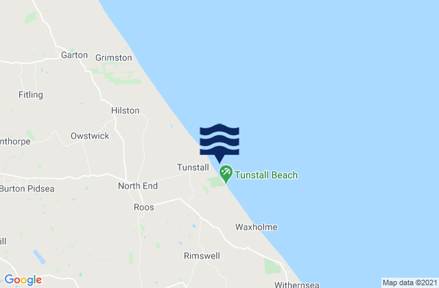 Mapa da tábua de marés em Tunstall Beach, United Kingdom