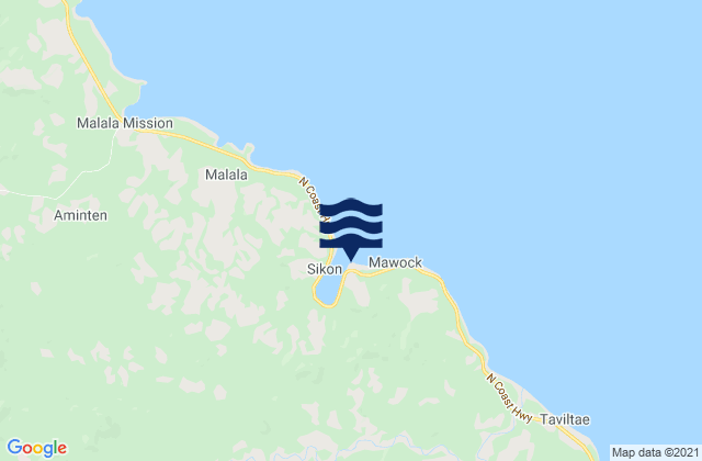 Mapa da tábua de marés em Tupira Right, Papua New Guinea