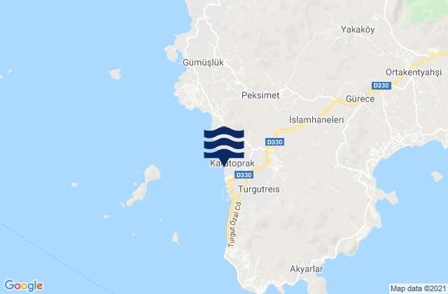 Mapa da tábua de marés em Turgutreis, Turkey