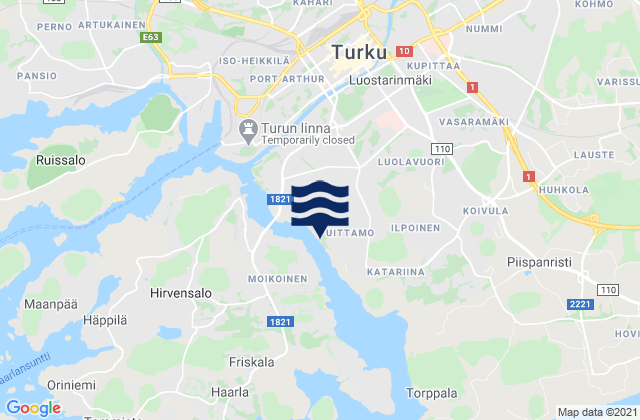 Mapa da tábua de marés em Turku, Finland