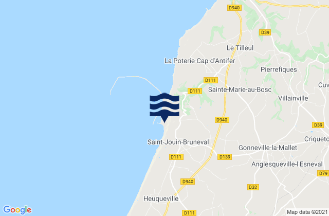 Mapa da tábua de marés em Turretot, France