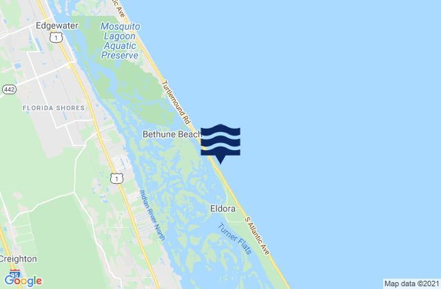 Mapa da tábua de marés em Turtle Mound Mosquito Lagoon, United States