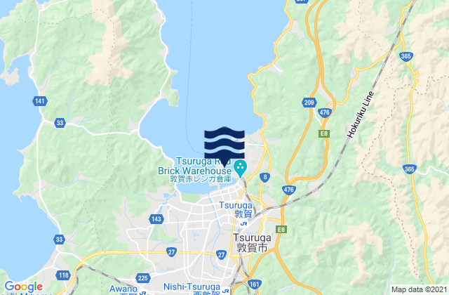 Mapa da tábua de marés em Turuga, Japan