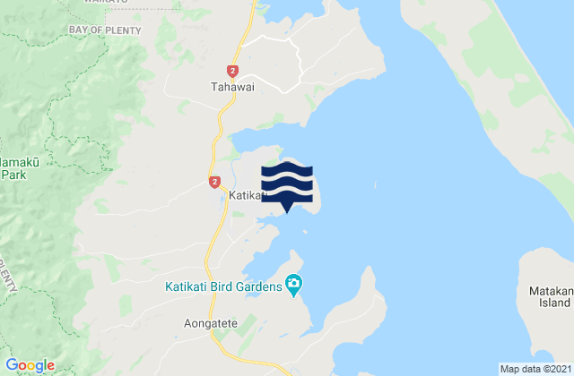 Mapa da tábua de marés em Tutaetaka Island, New Zealand