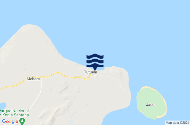 Mapa da tábua de marés em Tutuala, Timor Leste