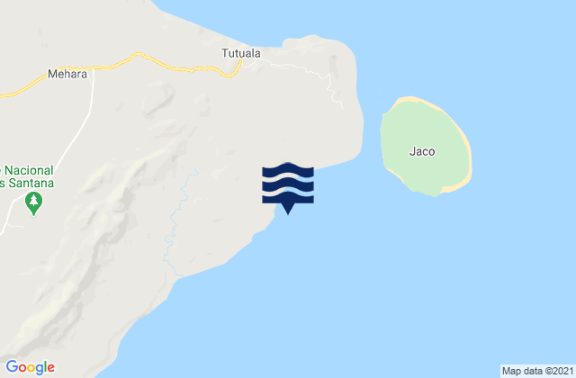 Mapa da tábua de marés em Tutuala, Timor Leste