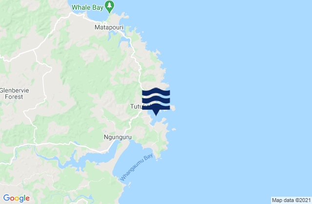 Mapa da tábua de marés em Tutukaka Harbour, New Zealand