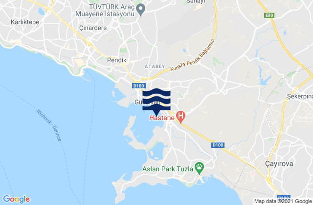 Mapa da tábua de marés em Tuzla, Turkey