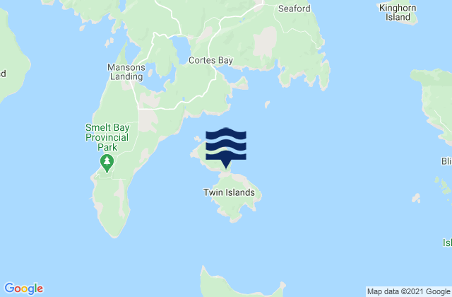 Mapa da tábua de marés em Twin Islands, Canada