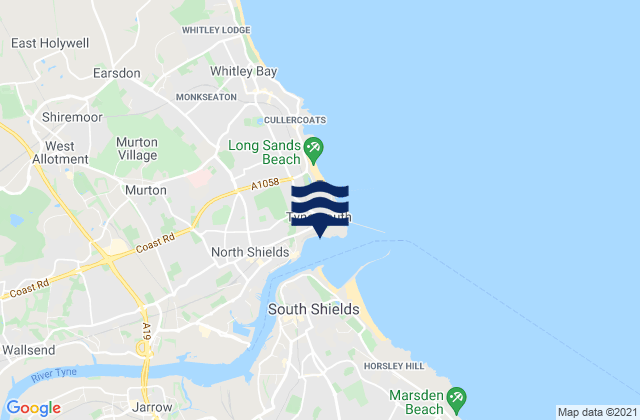 Mapa da tábua de marés em Tynemouth - Longsands, United Kingdom