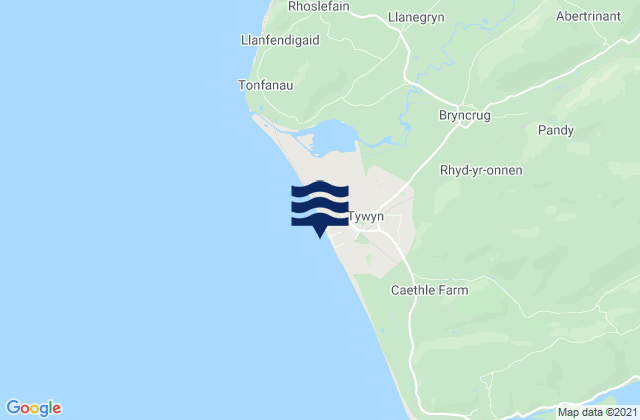 Mapa da tábua de marés em Tywyn Beach, United Kingdom