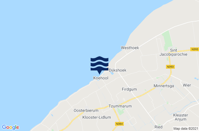 Mapa da tábua de marés em Tzum, Netherlands