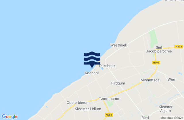 Mapa da tábua de marés em Tzummarum, Netherlands