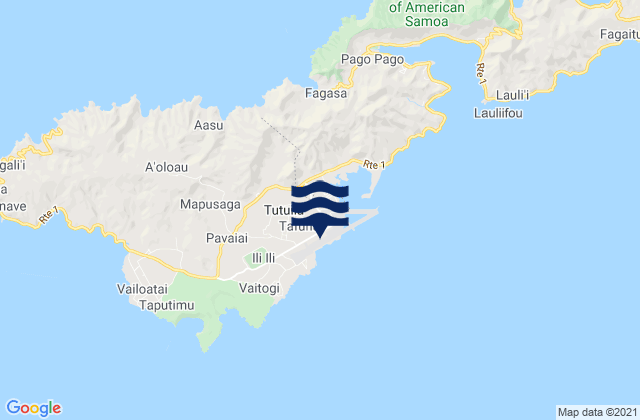 Mapa da tábua de marés em Tāfuna, American Samoa
