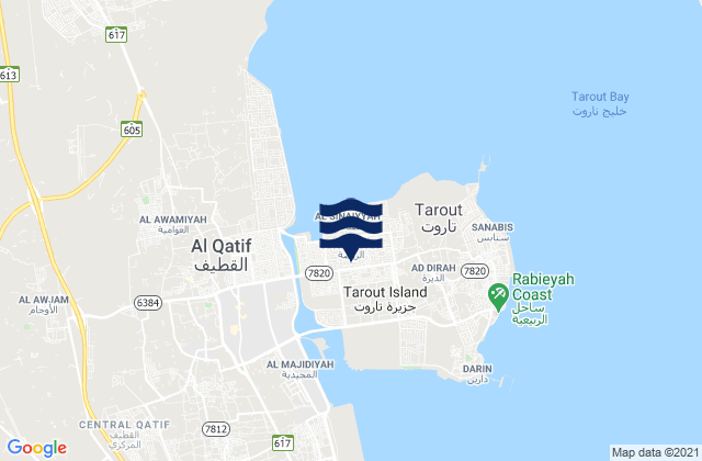 Mapa da tábua de marés em Tārūt, Saudi Arabia