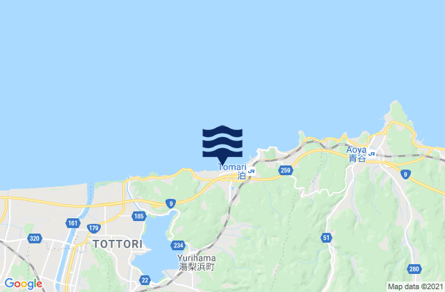 Mapa da tábua de marés em Tōhaku-gun, Japan