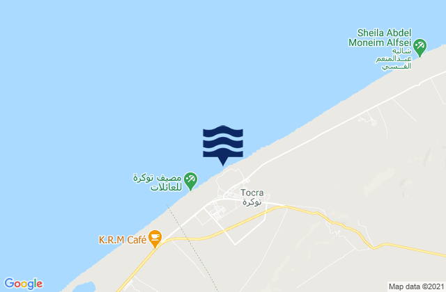 Mapa da tábua de marés em Tūkrah, Libya