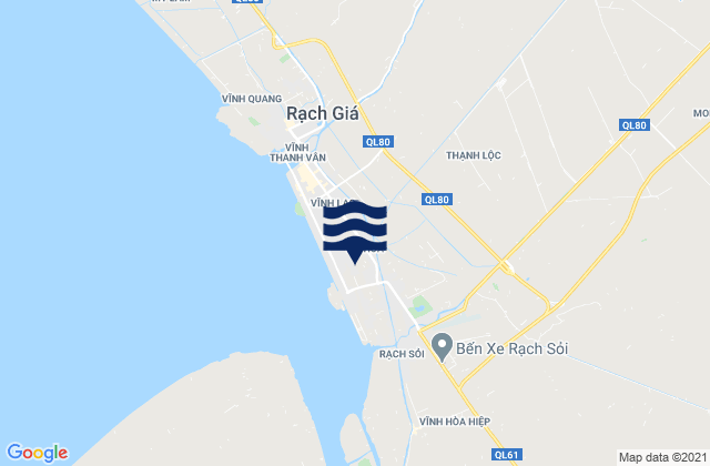 Mapa da tábua de marés em Tỉnh Kiến Giang, Vietnam