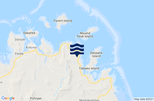 Mapa da tábua de marés em U Municipality, Micronesia