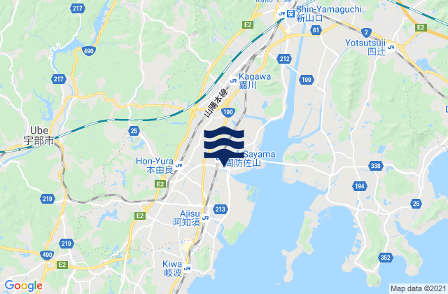 Mapa da tábua de marés em Ube Shi, Japan
