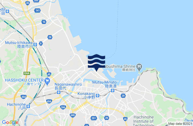 Mapa da tábua de marés em Uchimaru, Japan