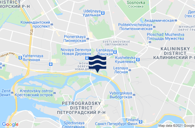 Mapa da tábua de marés em Udel’naya, Russia