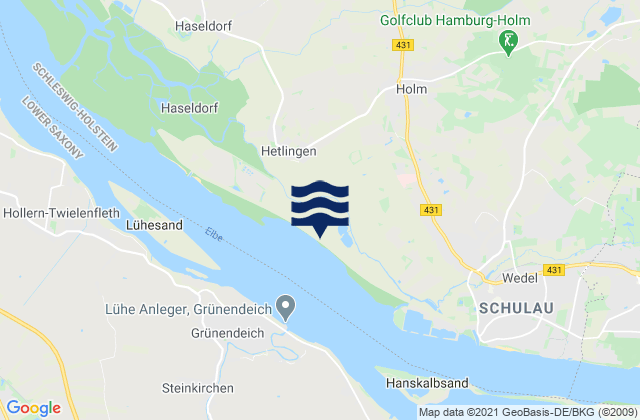 Mapa da tábua de marés em Uetersen (Pinnau), Denmark