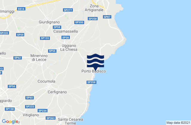 Mapa da tábua de marés em Uggiano la Chiesa, Italy