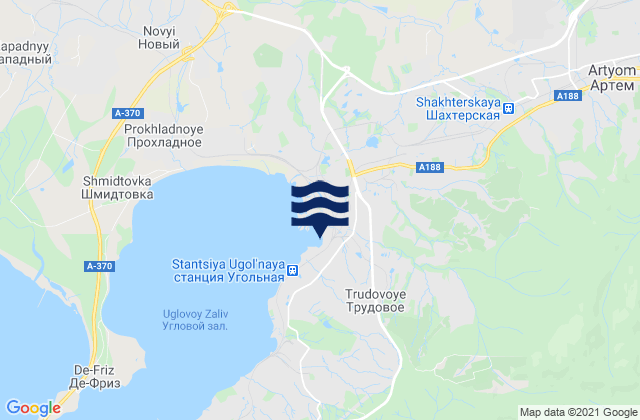 Mapa da tábua de marés em Uglovoye, Russia