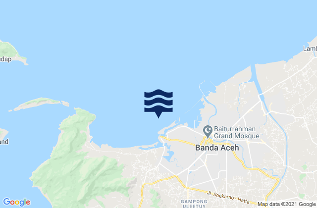 Mapa da tábua de marés em Uleelheue, Indonesia