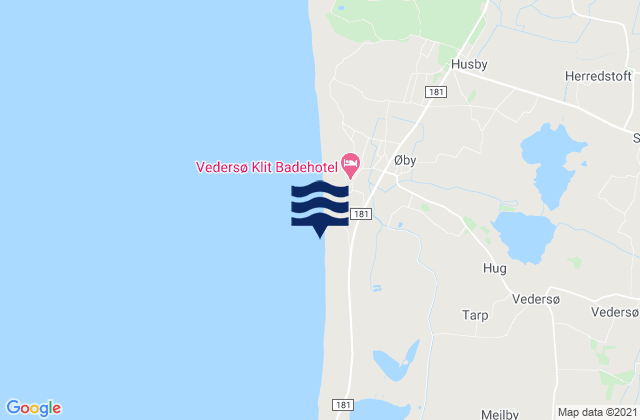 Mapa da tábua de marés em Ulfborg, Denmark